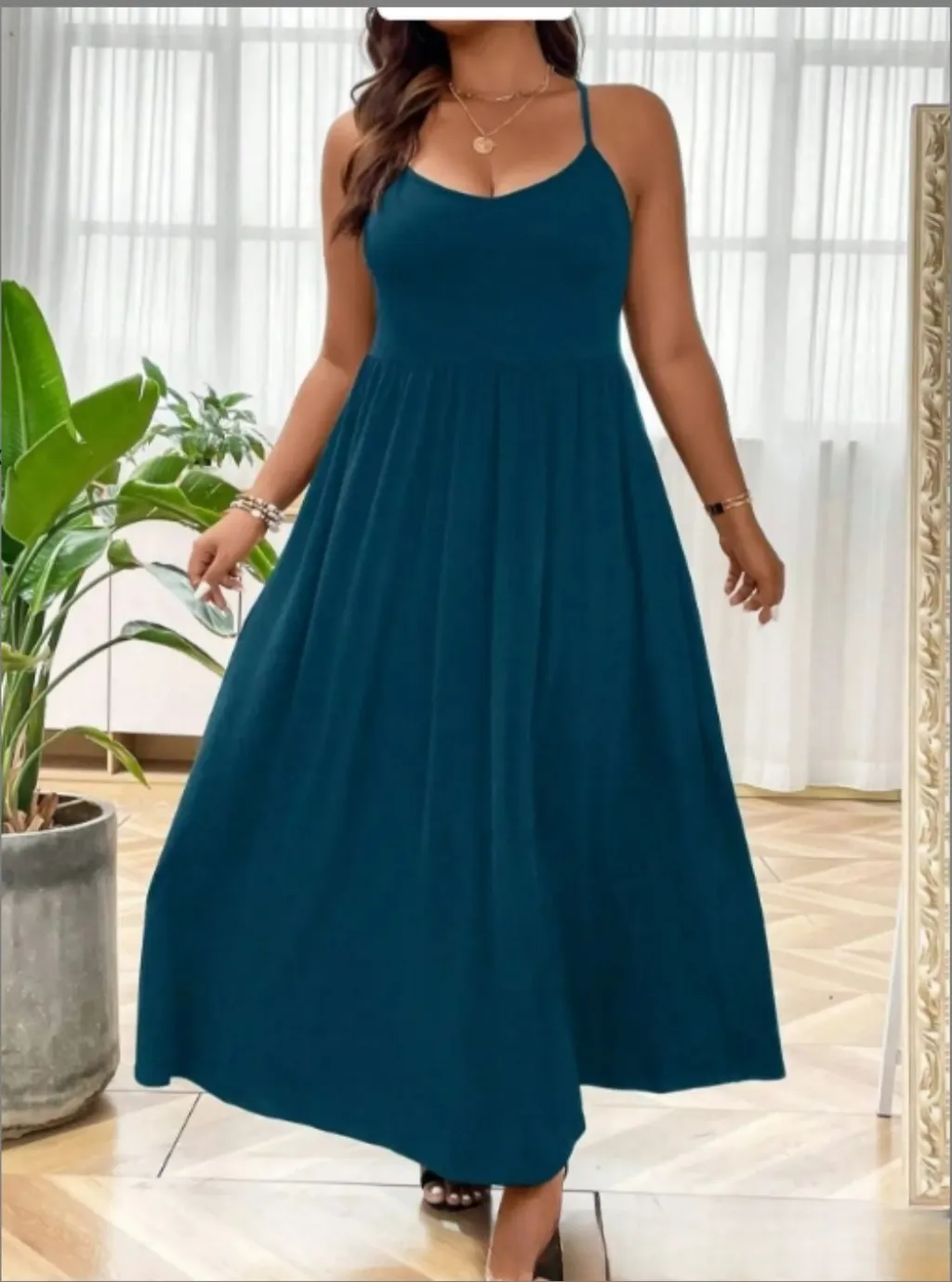 Plus Size Women's New Backless Green Fashion Dress - Dark Blue 912411