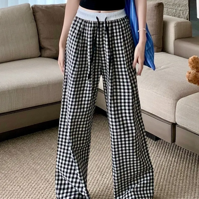Women's Thin High-Waist Drape Straight Versatile Casual Pants - Black