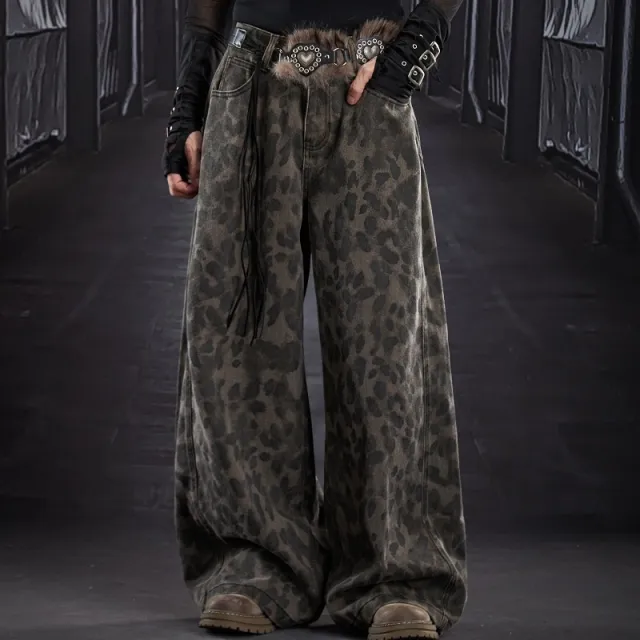 American Street Loose Wide leg Leopard Print Pants Leopard Print - Shop at LoveMi