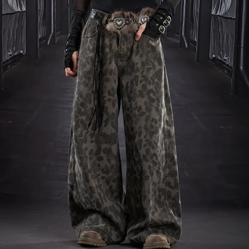American Street Loose Wide-leg Leopard Print Pants - Leopard Print