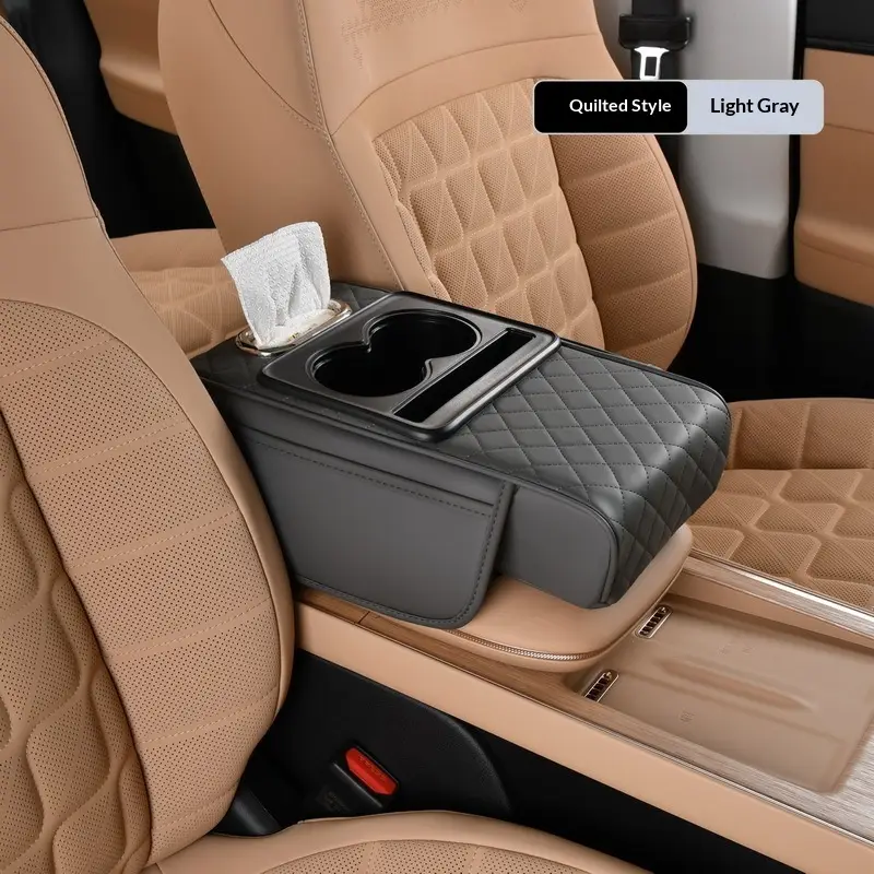 Car Armrest Box Booster Mat, Car Center Armrest Box Mat, Tissue Box Storage Bag, Cup Holder, Four-in-one