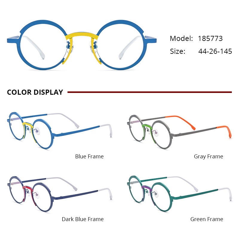 Borui Multi-color Ultra-light Pure Titanium Myopia Glasses Frame, Unisex Small Niche Versatile Round Optical Glasses