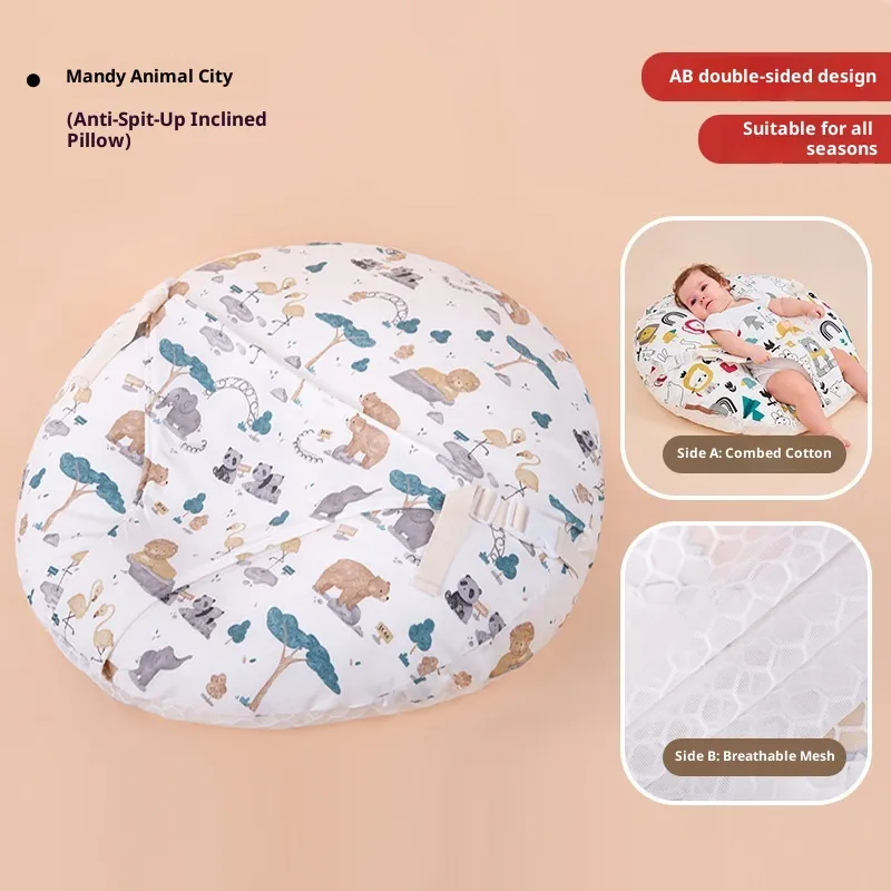 Creative Cartoon Printed Baby Anti-spit-up Inclined Pillow - Mandy Animal City