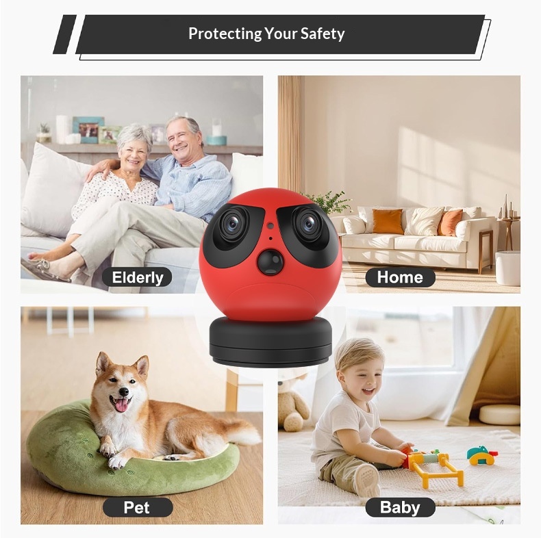 Mobile Remote Alarm Wide-angle Dual-lens Surveillance Camera