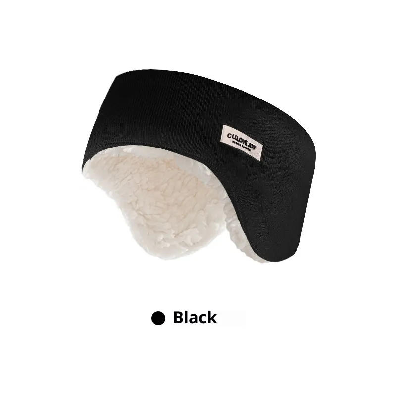 Winter Lamb Fur Ear Muffs For Women - Black