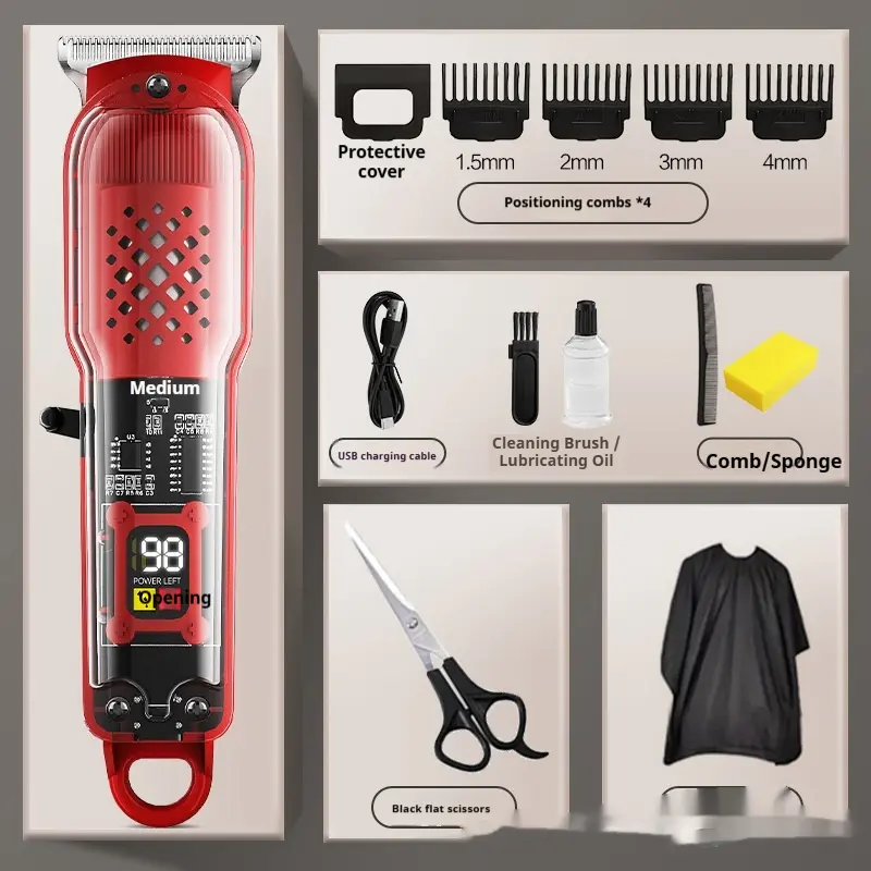 Transparent Hair Clipper Electric Push