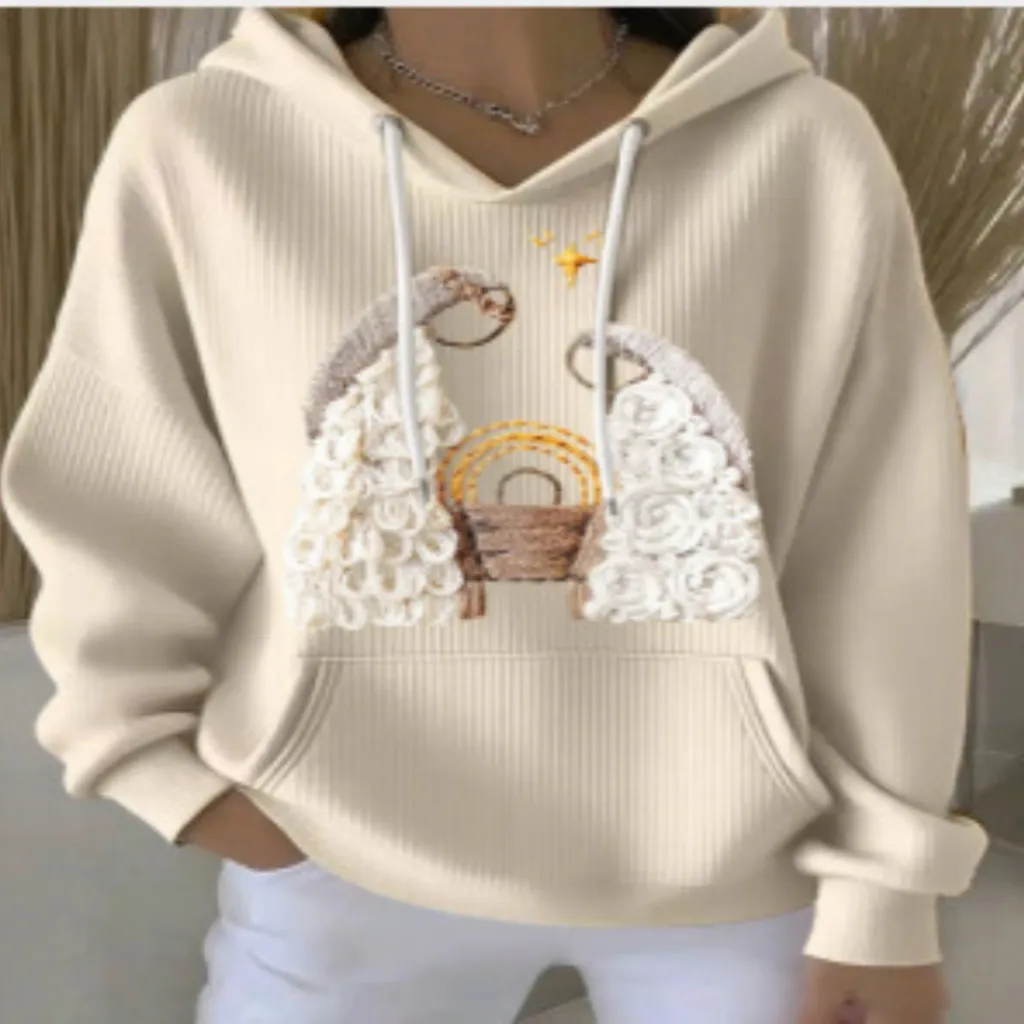 Women's Versatile Casual Blended Jacquard Embroidered Long-sleeve Sweater - Wy041114011
