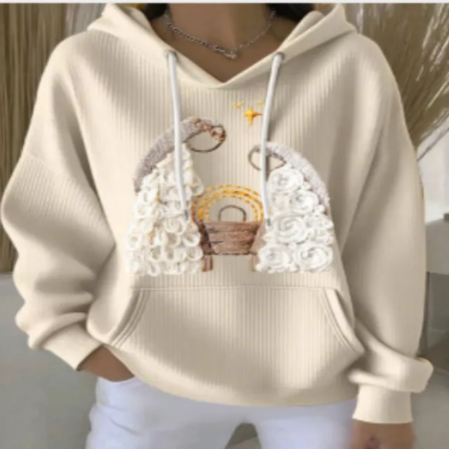 Women's Versatile Casual Blended Jacquard Embroidered Long sleeve Sweater Wy041114011 - Shop at LoveMi