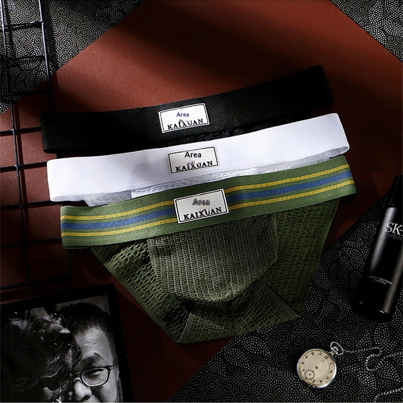 Summer New Trendy Men's High-cut Briefs Underwear Knitted Breathable