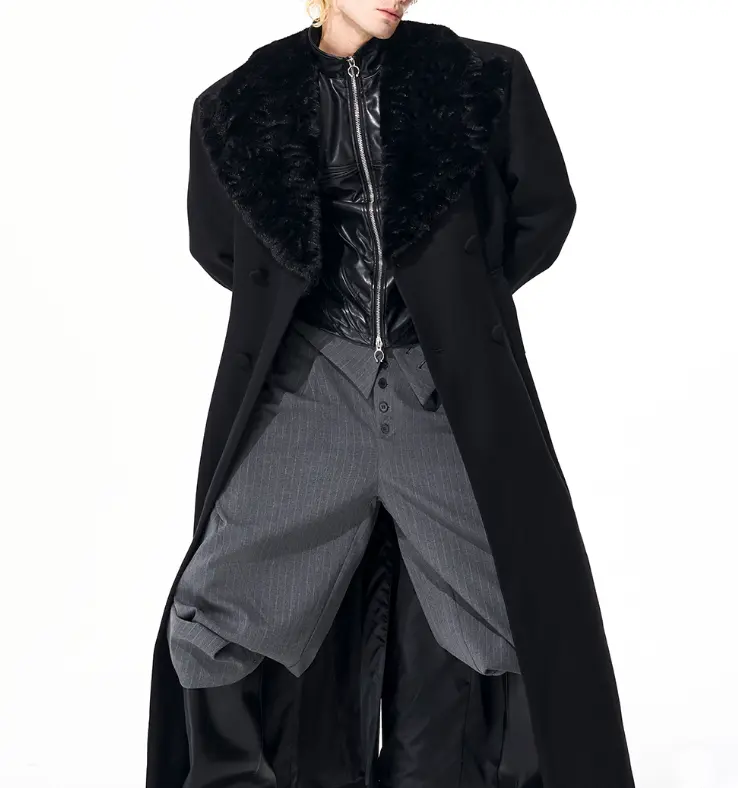 Noble Stitched Lapel Long Trench Coat Blazer
