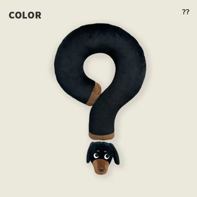 Sausage Dog Question Mark Neck Pillow Mascot U shaped Pillow Black Sausage Dog - Shop at LoveMi
