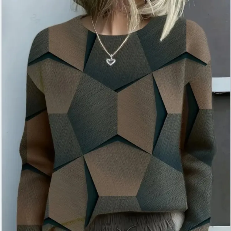Women's Round-neck Fleece-lined Sweatshirt Thick And Lazy Style For Autumn And Winter - Ylinfg555415T12641-3Xl