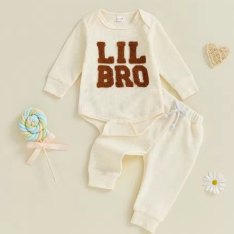 European And American Waffle Knit Baby Suit Blue