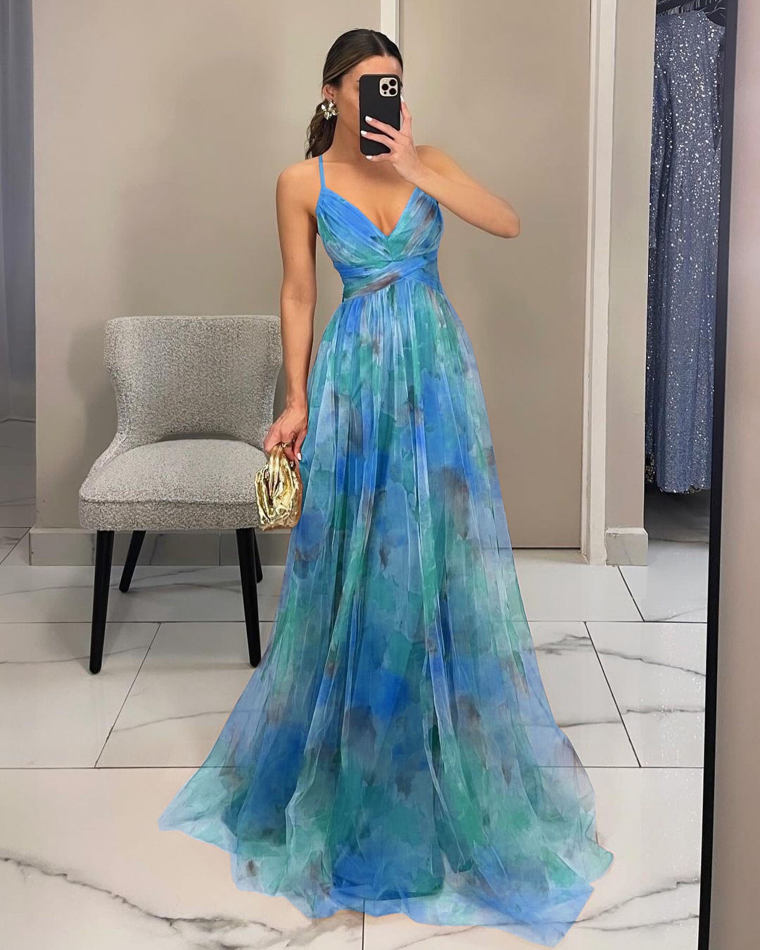 Ladies' Mesh Printing Slip Dress