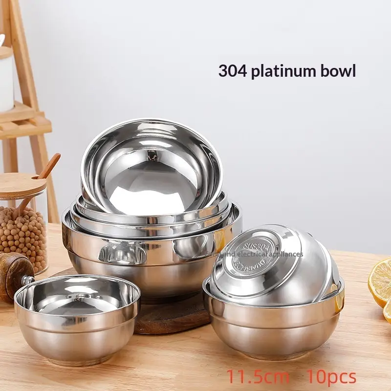 304 Stainless Steel Double-layer Insulated Children's Rice Bowl