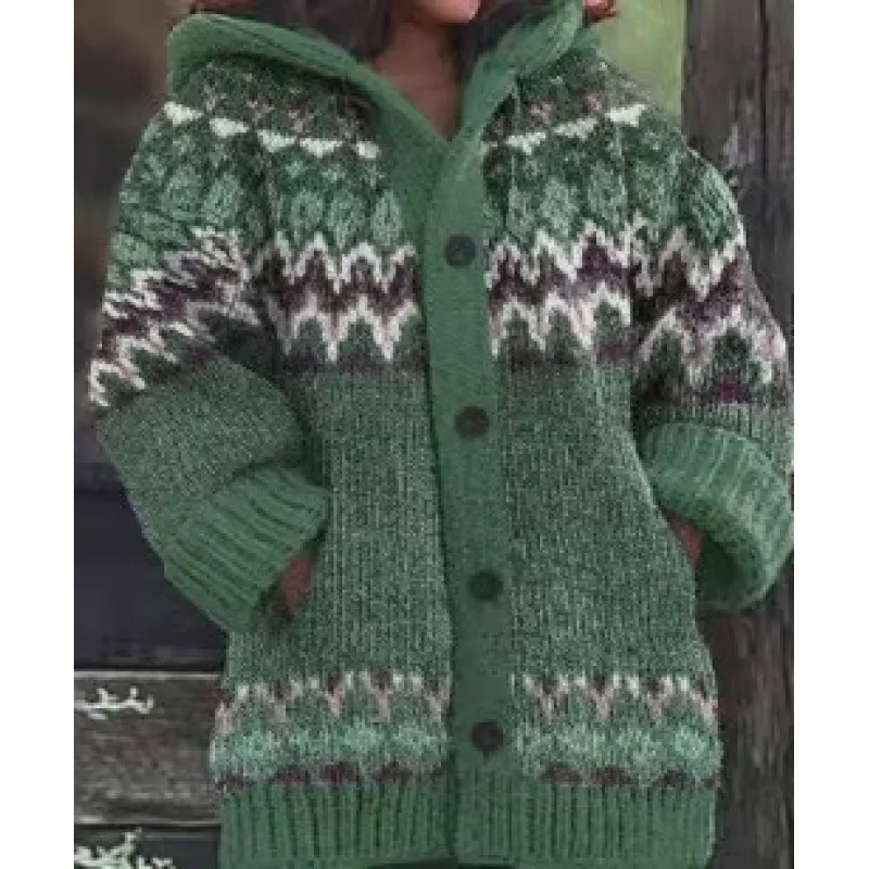 3D Printed Autumn Winter Coat Thickened Hooded Cardigan Sweater - Moon9