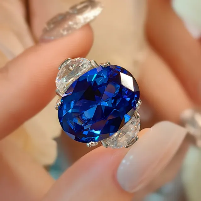 Fashionable Light Luxury Royal Blue Spinel Ring With Simple Temperament For Women Blue - Shop at LoveMi