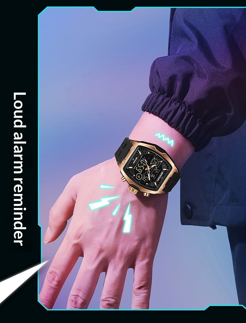 Sanda 6235 Barrel-shaped Waterproof Multifunctional Alarm Sports Watch For Men
