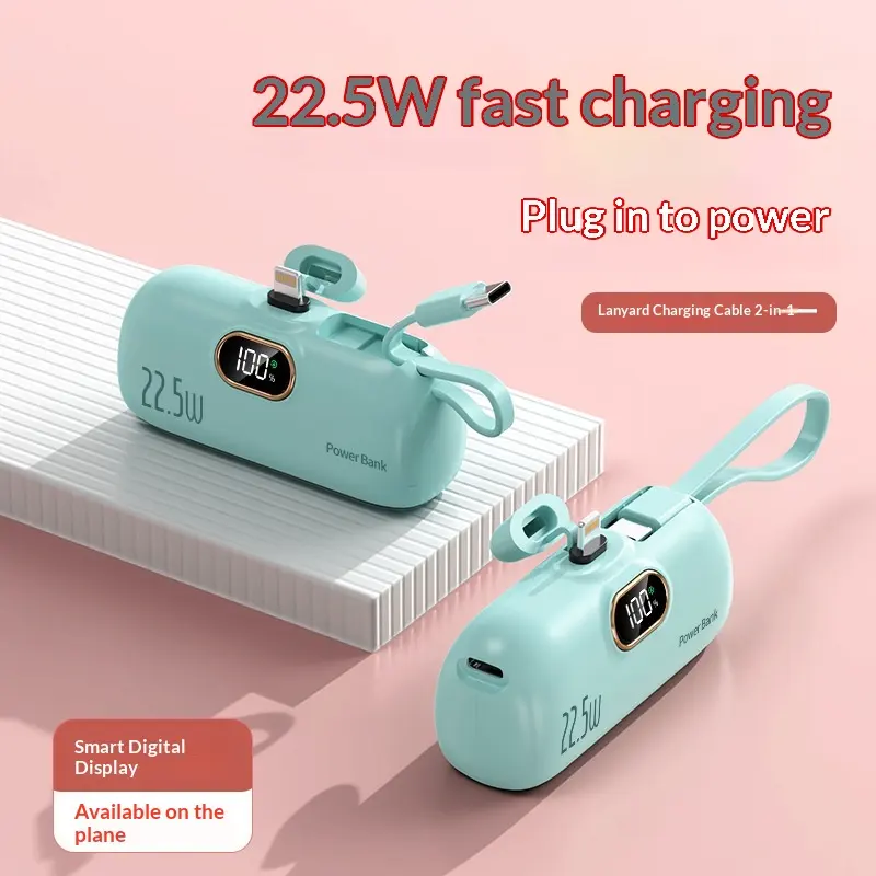 Fast Charging Pocket Capsule Emergency Built-in Cable