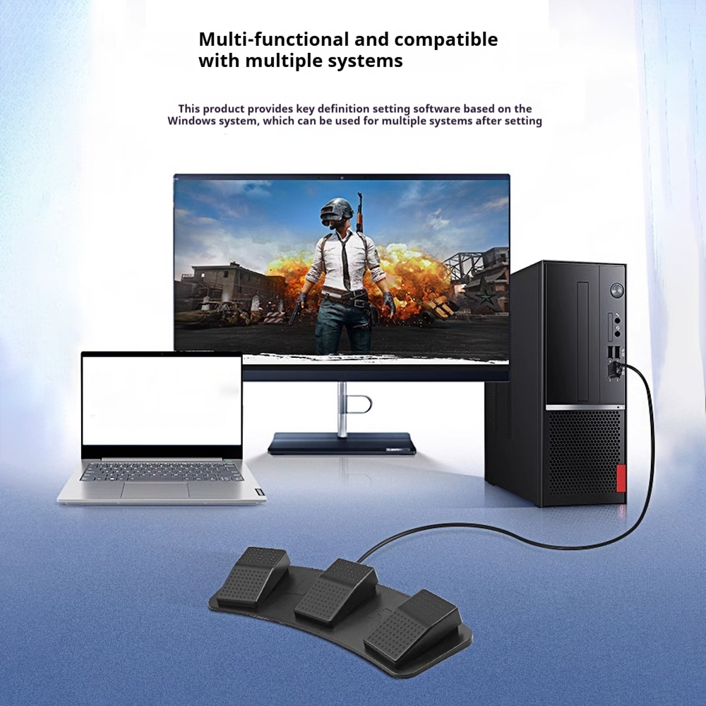 USB Three-Pedal Foot Control tastatur - Miniatyr 3