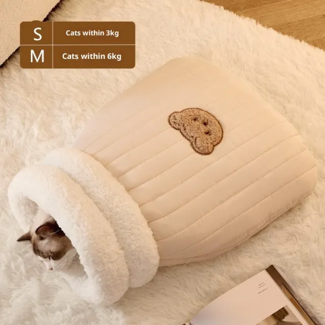 Personalized Warm Cat Bed Sleeping Bag Light Brown - Shop at LoveMi