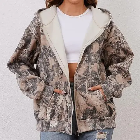 Men and Women Camouflage Hooded Jacket