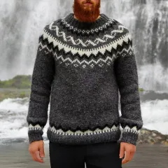 Retro Contrast Colour Sweater Knitwear - Lb1139Oyy-M - View 1