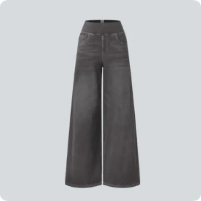 High waisted Jeans Women Vintage Wash Loose Wide leg Pants Gray - Shop at LoveMi