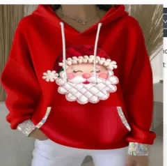 Women's Casual Loose Fashion Waffle Round Neck Sweatshirt - Yhwy111806-S - View 1
