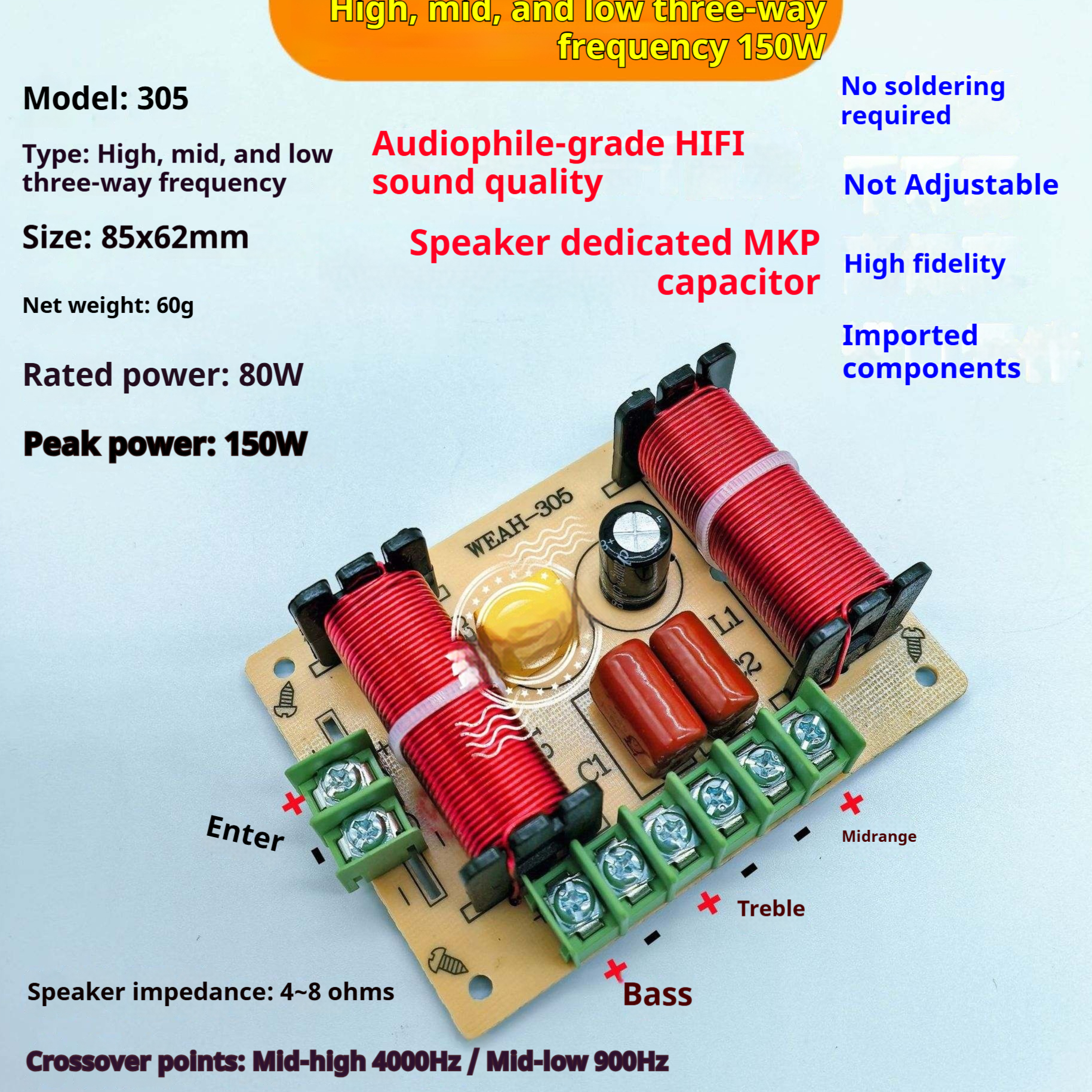 Three-way Crossover Solder-free Three-way High-end Speaker Modification Upgrade