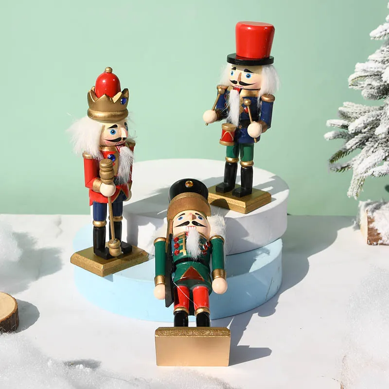 15CM Set Of Three Nutcracker Wooden Soldier Christmas Ornament - Set