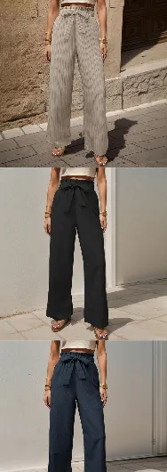 Tied Lotus Leaf Elastic Trousers Set1 - Shop at LoveMi