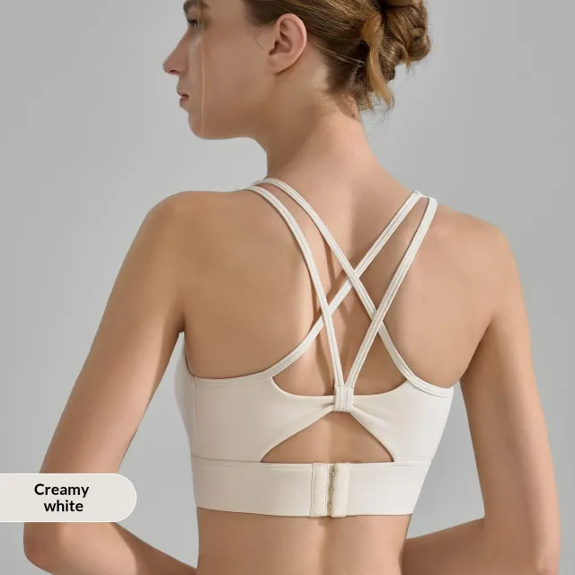Women's U neck Tie up Thickened Yoga Butterfly Fitness Vest Creamy White - Shop at LoveMi