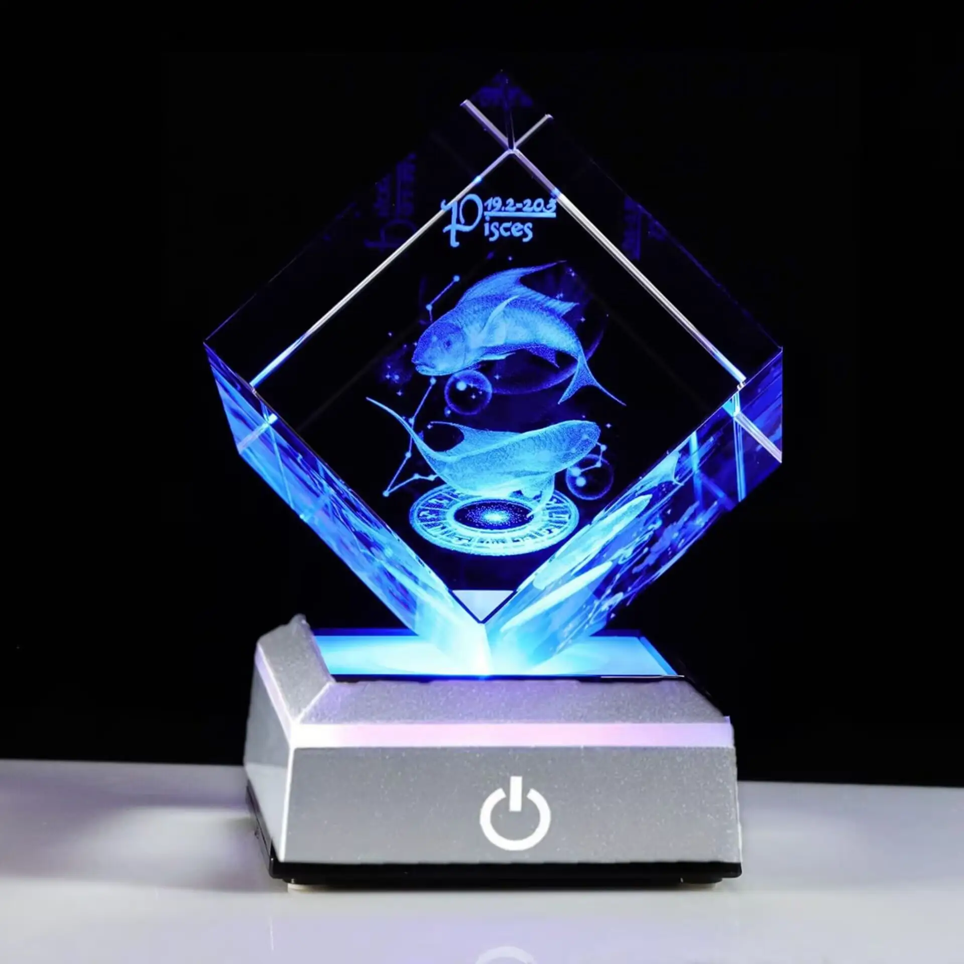 Crystal Ornament Chamfered Cube Twelve Constellations