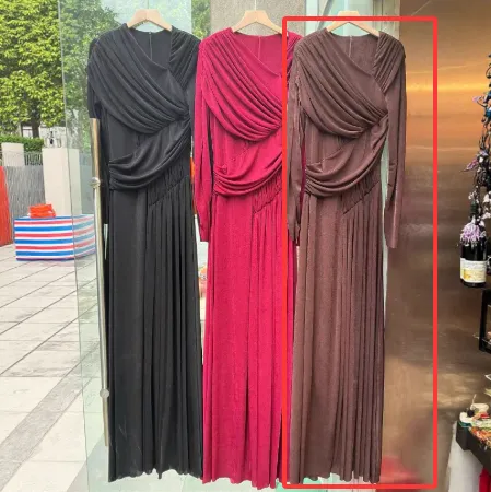 Oblique Collar Asymmetrical Pleated Waist slimming Dress Brown - Shop at LoveMi
