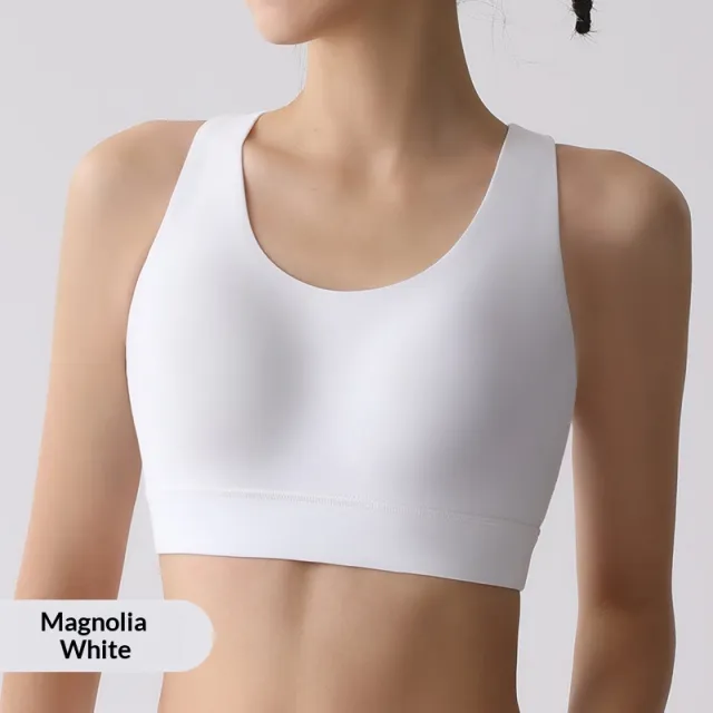 Integrated Fixed Cup Sports Shockproof Women's High Intensity Running Fitness Vest Magnolia White - Shop at LoveMi