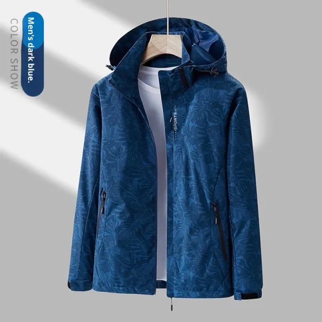 Women's Minimalist Printed Waterproof Outdoor Jacket Dark Blue - Shop at LoveMi