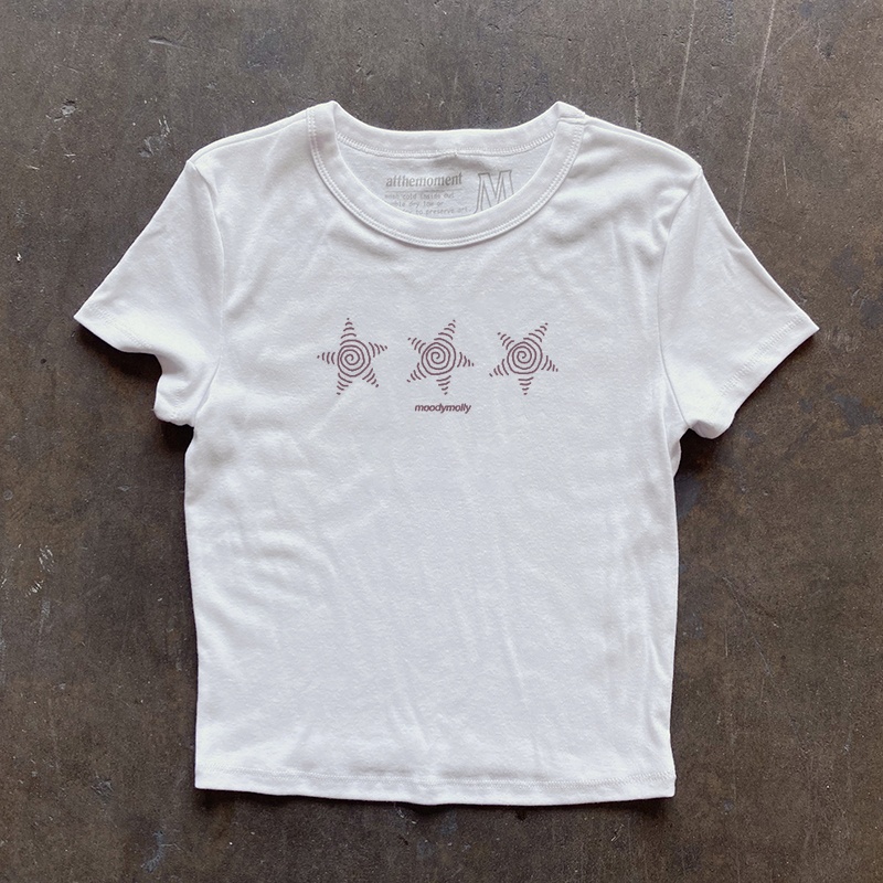 Women's Regular Fit Short Sleeve Heavyweight Retro Niche Celebrity Print T-Shirt