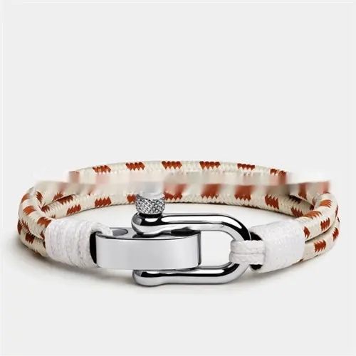 Two-color Woven Rope Bracelet Fashionable Men's Stainless Steel Adjustable