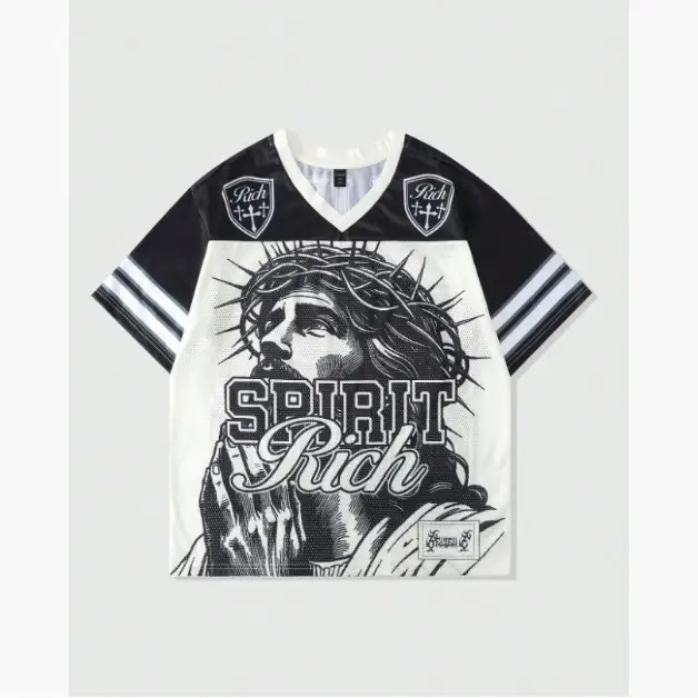 Retro Letter T-shirt Polyester Mesh American Retro