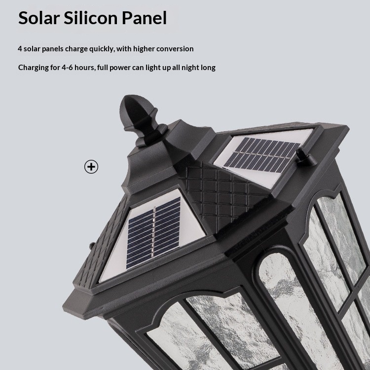 Solar Courtyard Light European Outdoor Column Headlight Waterproof Fence Gate Pillar Light Outdoor Wall Headlight
