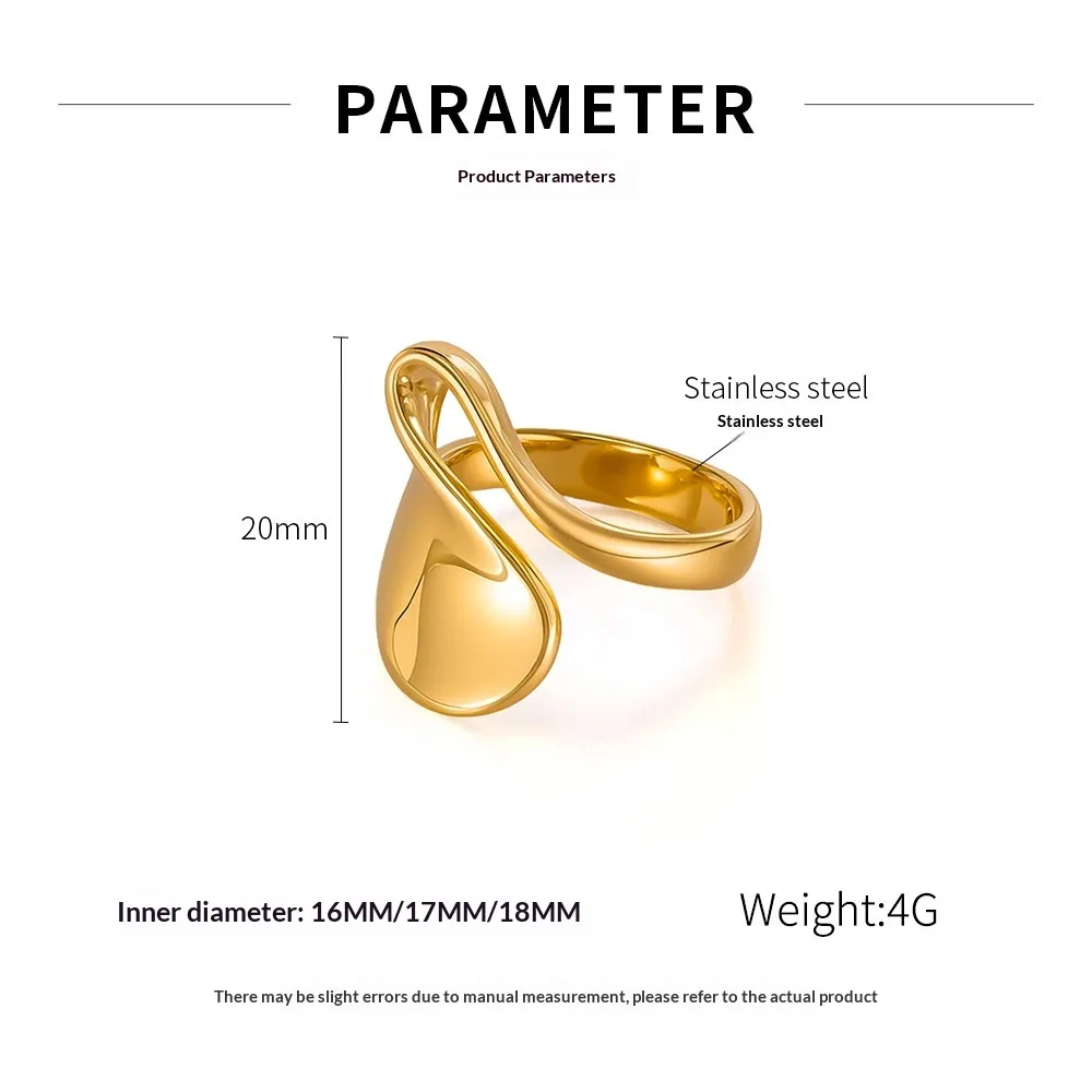 European And American INS Fashion Titanium Steel Geometric Ring - No 8