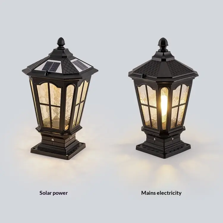Solar Courtyard Light European Outdoor Column Headlight Waterproof Fence Gate Pillar Light Outdoor Wall Headlight