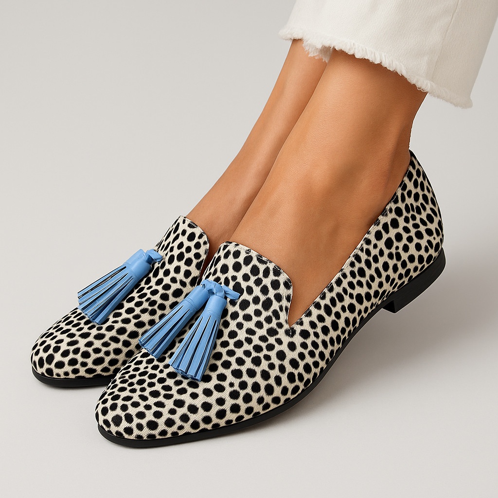 Tassel Leopard Print Round Toe Loafers