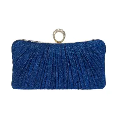 New Chinese-style Banquet Bag Women's Cross-body Pleated Dress - Blue - View 1
