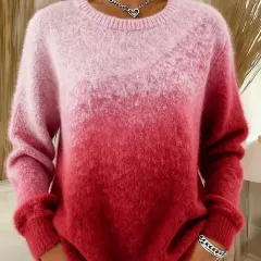 Printed Flannel Christmas Women's Crew Neck Sweater - Flryl58-4Xl - View 1