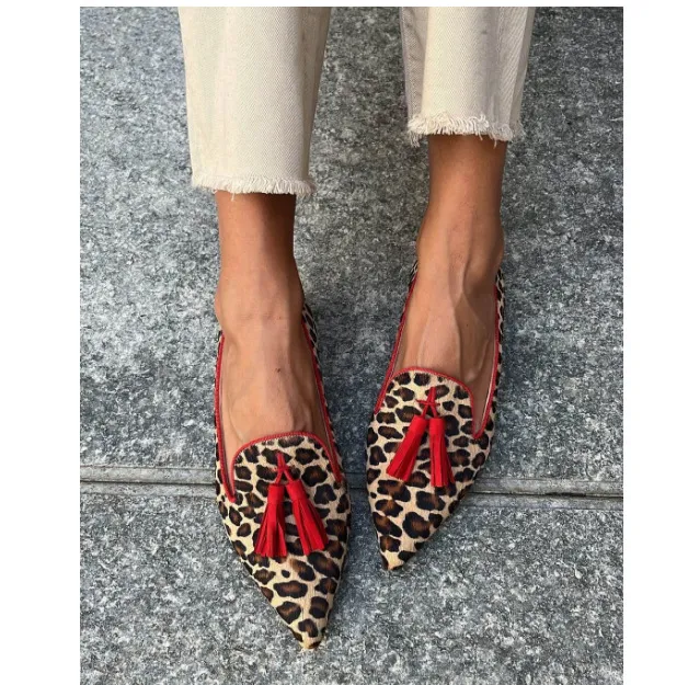 Women's Cows Pattern Tassel Casual Pumps Red - Shop at LoveMi