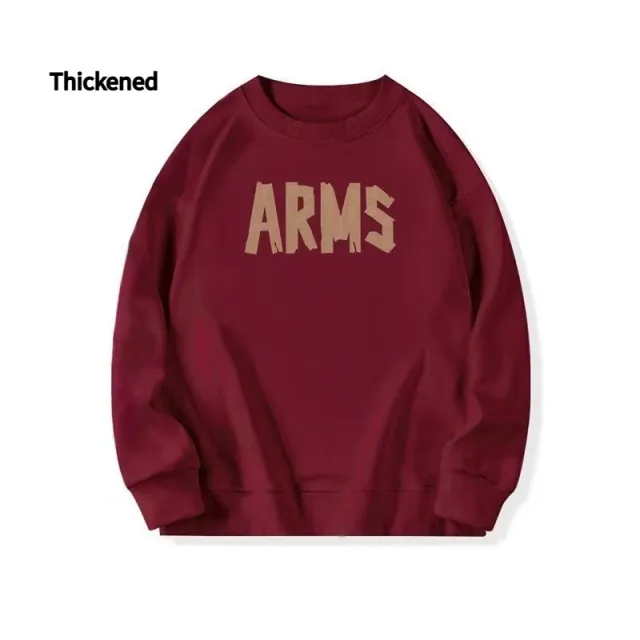Women's Round Neck Sweatshirt, Non pilling, Fleece lined And Thickened Top Wine Red Thickened - Shop at LoveMi