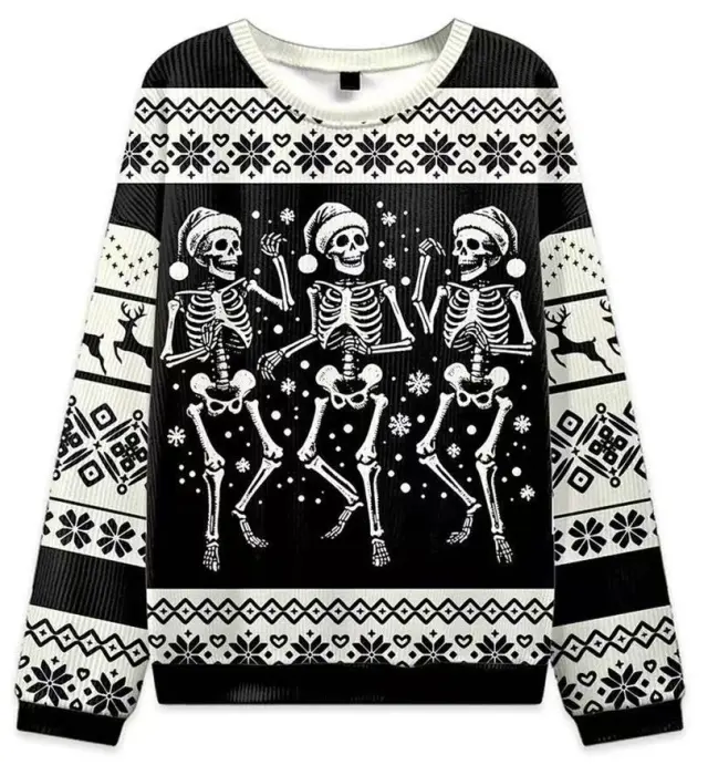 Christmas Cat Hat Snowflake Print Women's Round Neck Sweatshirt Black - Shop at LoveMi