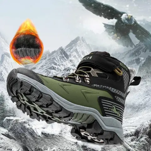 Winter Fleece-Lined Thickened Leather and Fur-Lined Children's Snow Boots